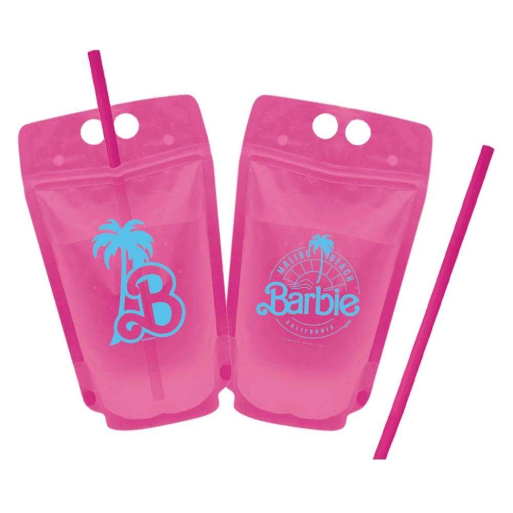 New Barbie Malibu Beach Drink Pouches (8 pouch set With Straws)
